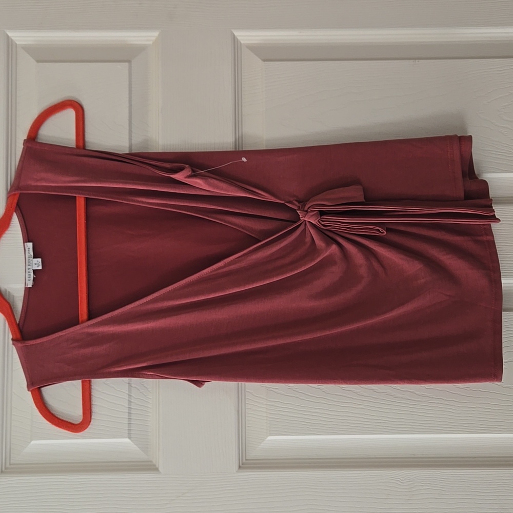 NWOT Green Envelope Mock Wrap Blouse Dusty Rose Pink
